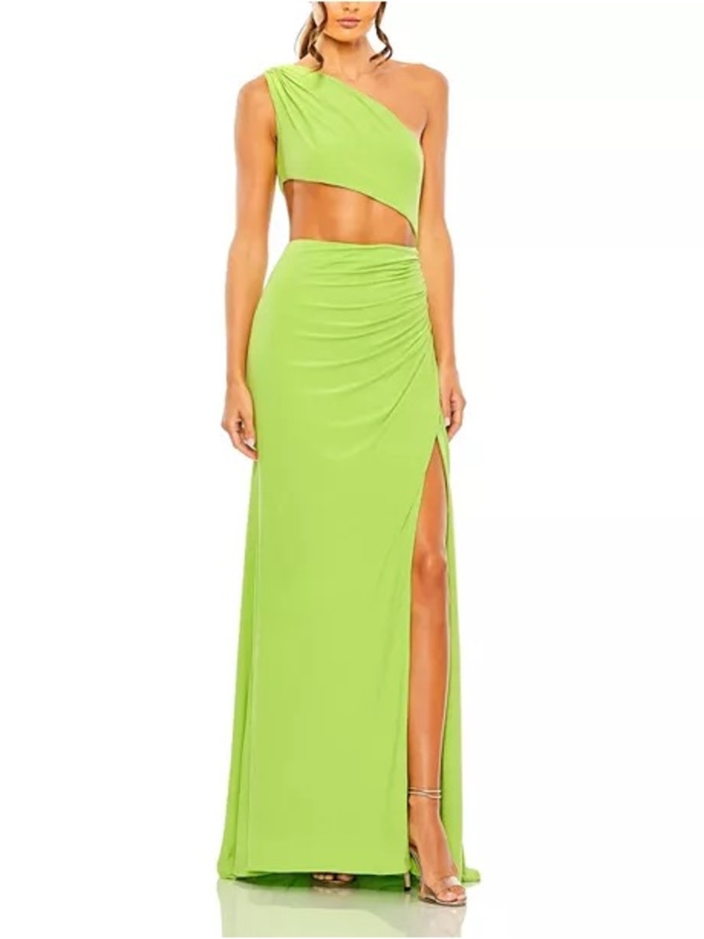 Mac Duggal Cut Out One Shoulder Ruched Back Gown